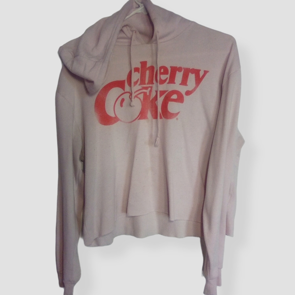 Pastel Pink Cherry Coke Cropped Hoddie